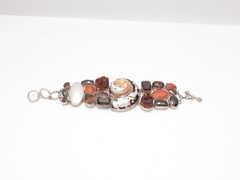 Vintage Sterling Silver Bracelet Natural stone MODERN ART