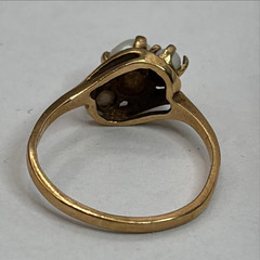Vintage 10K Gold and Three-Stone Opal Bypass Ring