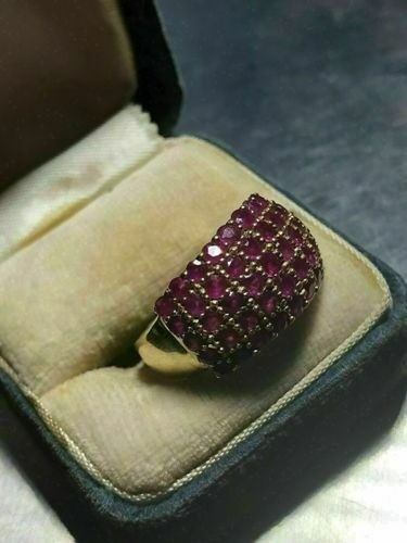 3.50 Ct Natural Red Ruby Art Deco Vintage Engagement Ring 14K Yellow Gold Finish
