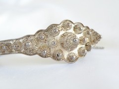 Antique Zeeland Button Sterling Silver Import Filigree Bracelet 7″