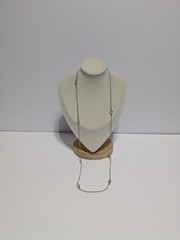 Avon Silver Tone Cable Link Necklace. Stationed Clear Faceted Acrylic Beads 29″