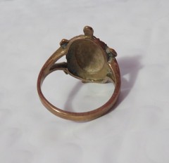 ANTIQUE BRASS OR COPPER & MARCASITE TURTLE RING SZ. 8