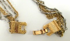 Signed CELEBRITY Necklace Gold Silver Tone Multistrand Office Siren Statement