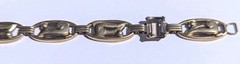 Vtg Art Deco 12k Bracelet Gold Filled / Smoky Quartz/ Glass Stones 7.5″