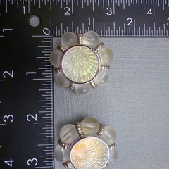 Vintage Acrylic Shell Clip On Earrings Iridescent Beach