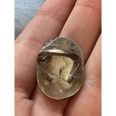 Vintage Sterling Native American Coin Gemstone Mosaic Inlay Ring Size 5.25