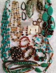 VTG Jewelry Lot Turquoise Green Earthy Colors Boho Necklaces Bracelets Resellers