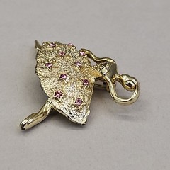 Vintage Ballerina Brooch Pink Rhinestones Gold Tone Speckled 1 5/8″