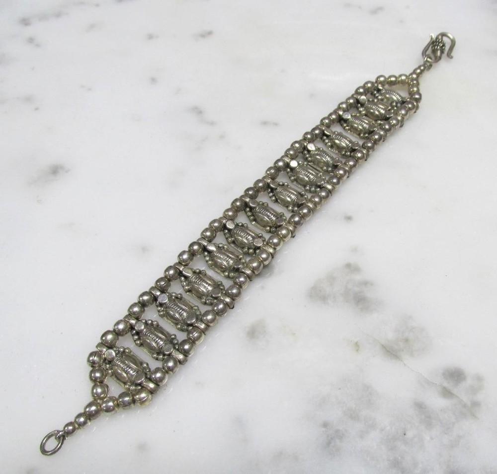 Vintage Sterling Silver Unique Link Bracelet ~ 7-1/2″ ~ 41.4grams ~ 10-G765