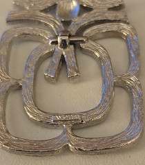 VINTAGE SIGNED AVON SILVERTONE ARTICULATED PENDANT BAR LINK CHAIN NECKLACE 24”