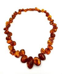Vintage Baltic Amber Necklace Nugget Shaped Cognac Color Amber Beads 21″