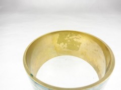 8.25″ Blue Dyed Mother Of Pearl MOP Inlaid Wide Brass Bangle Bracelet