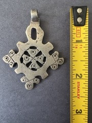 RARE Antique Circa 1890 Ethiopian Coptic Cross Pendant Low Grade Silver Handmade