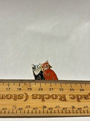 Vintage Cat Pin Brooch black and Orange halloween kitties Enamel rare