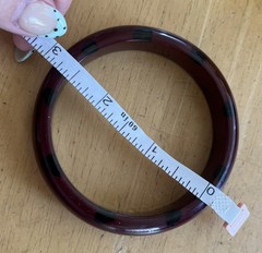 Vintage Tested Burgundy Bakelite Injected Black Gumdrop Dot Bangle Bracelet-RARE
