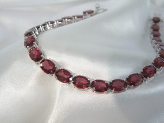 New Sterling Silver 925 Natural Rhodolite Pink Garnet Tennis Bracelet 7.5″