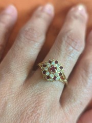 Vintage 18KT Gold Plated Rhinestone Cluster Ring
