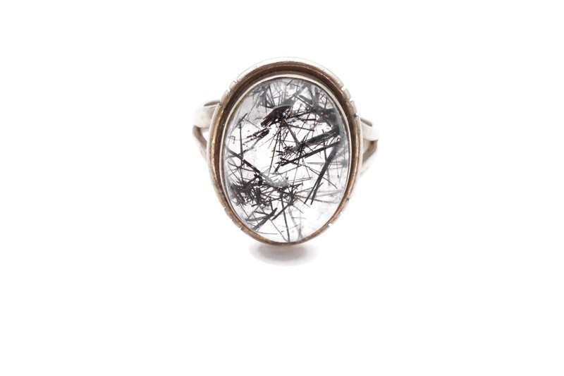 Vintage Sterling Silver 925 Rutilated Quartz Ring Size 8.75