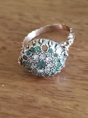 .80 Ct. Super RARE 1800s 14K GOLD EMERALD & ROUGH CUT DIAMOND RING SZ-8 #217