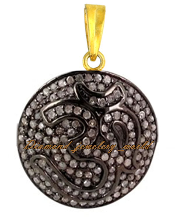 Vintage 1.91ctw Genuine Old Mine Rose Cut Diamond Silver Lord OM Pendant Jewelry