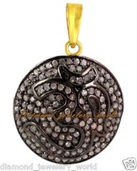 Vintage 1.91ctw Genuine Old Mine Rose Cut Diamond Silver Lord OM Pendant Jewelry