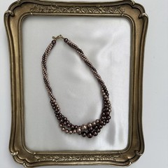 Roman RMN Bronze Champagne Faux Pearl Twisted Multi Strand Beaded Necklace 8”