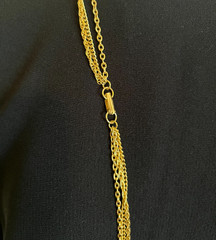 Vintage Long Gold Tone Multi Strand Chain Necklace Filigree Textured Balls 51″