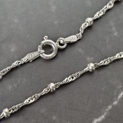 Vintage Italy 925 Sterling Silver Fancy Bead Chain Necklace 15.5″L – 3.32g