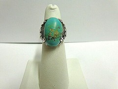 vintage turquoise sterling silver ring sz 5.50 wgt 6.5 grams lg sz stone