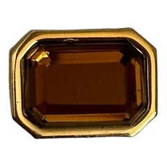Vintage 1981 Avon Amber Accent Motif Slide Pendent Emerald Cut Crystal Gold Tone