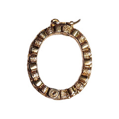 Vintage Textured Gold Tone Oval Holder Scarf Ring Clip Handkerchief 1″ Retro GUC