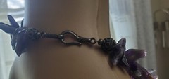 Amethyst Raw Long Necklace Cluster 925 Sterling Silver Clasp $355