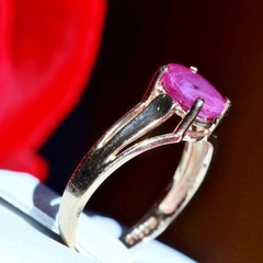 10k yellow gold sz 4.5 ring 0.80ct natural, treated ruby solitaire 1.47gr Nissko