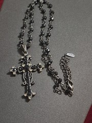 VTG VCLM Nordstrom Victorian Style Cross Necklace Rhinestone Crystal Goth Boho