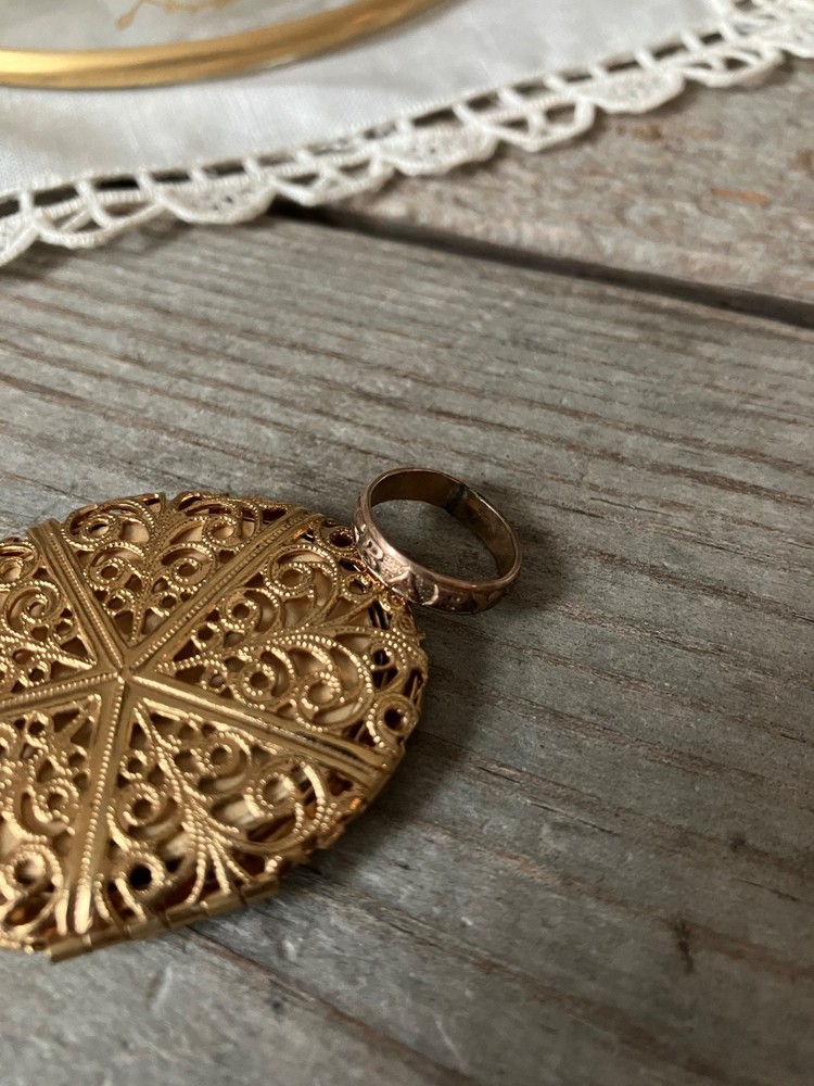 Victorian Rose Gold Filled Ornate Baby Child Band Ring sz 0.5