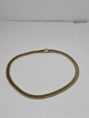 Vintage 12 KGF Thick Herringbone Style, 15.5″ Choker Necklace. 33.4Grams.