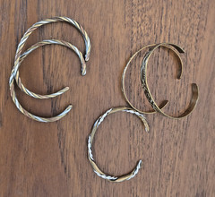 Lot Of 13 Vintage Bracelets, Silver-Tone, Brass Copper, Sterling Native American