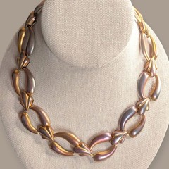 Vintage Multi-chrome Pink Silver Gold Necklace Choker