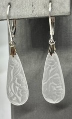 Art Deco Crystal Floral Frosted Molded Glass Pendant Necklace & Earring Set