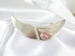 Vintage Sterling Silver 925 Artisan Modernist Rhodochrosite Slide Necklace