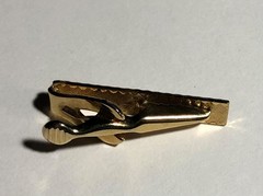 CUFF LINKS & TIE BAR CLIP SET – GOLD-TONE CUFFLINKS – Vintage