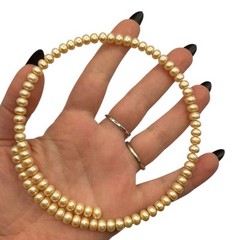 Vintage Genuine Pearls Wire Torque Choker Necklace Expandable