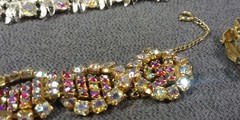 5 Aurora Borealis Rhinestone Art Bracelet Earrings Vintage Jewelry Lot