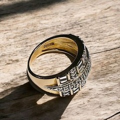 Sterling Silver 925 Wide Band Ring Baguette CZ Crystals Pavé Art Deco…