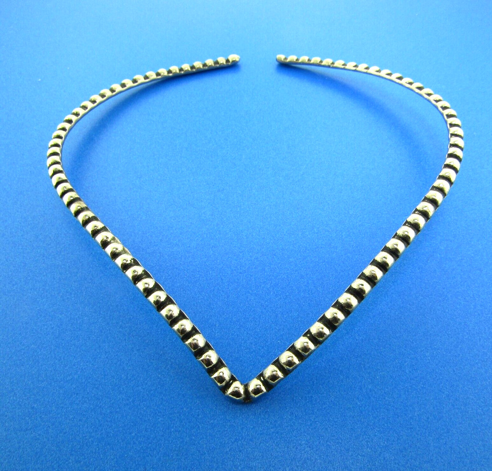 Vintage Silver Plate V Collar Choker Necklace 5mm 15.5