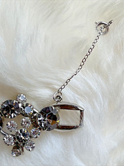 Vintage Juliana Black Gray Clear Rhinestone Cluster 5-Link Bracelet & Earrings