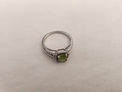 Vintage Sterling Lime Green Tourmaline Ring Size 6.5 Free Shipping