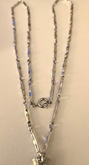 VINTAGE SIGNED AVON SILVERTONE ARTICULATED PENDANT BAR LINK CHAIN NECKLACE 24”