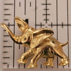 VTG Mode ART Gold-Tone Happy Elephant Brooch 1.5″ X 1.25″ Whimsical Trunk Up