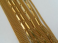 Vintage Mid Century Multi Strand Layered Fancy Link Choker Necklace Gold Tone